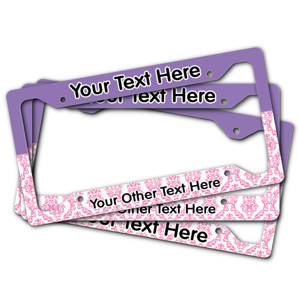 Pink, White & Purple Damask License Plate Frames - (PARENT MAIN)