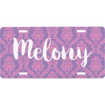 Pink, White & Purple Damask Front License Plate (Personalized)