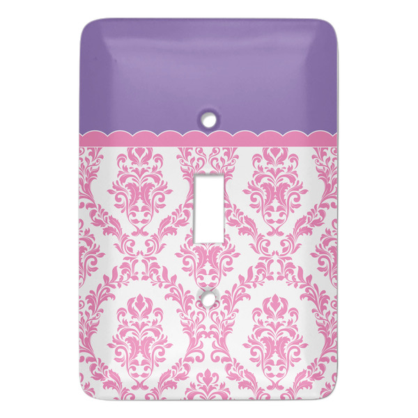 Custom Pink, White & Purple Damask Light Switch Cover