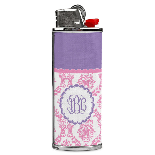 Custom Pink, White & Purple Damask Case for BIC Lighters (Personalized)