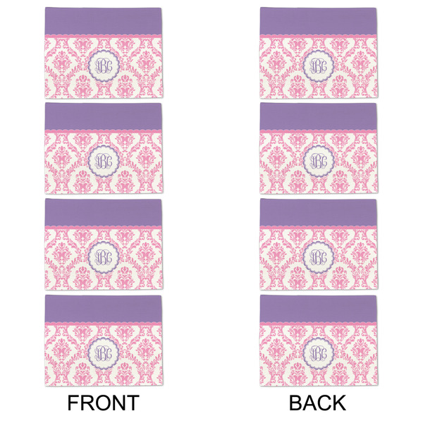Pink, White & Purple Damask Linen Placemat - APPROVAL Set of 4 (double sided)