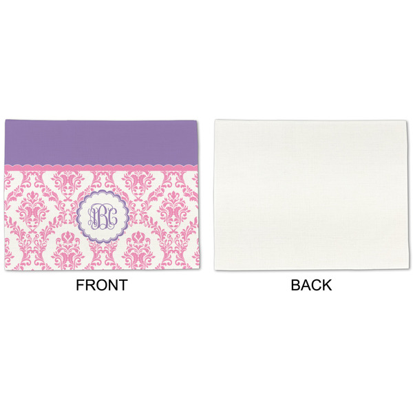 Pink, White & Purple Damask Linen Placemat - APPROVAL Single (single sided)