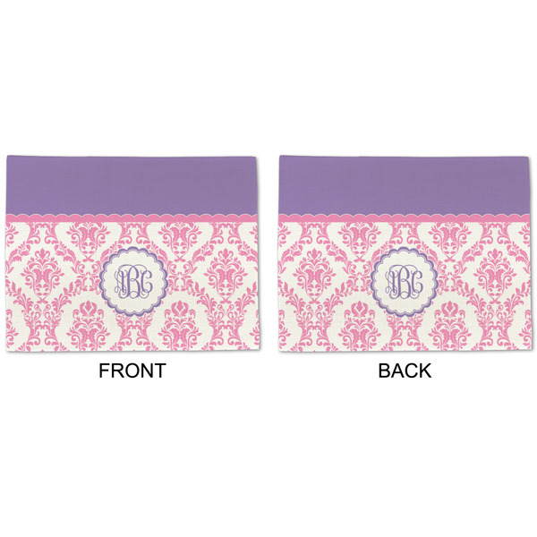 Pink, White & Purple Damask Linen Placemat - APPROVAL (double sided)