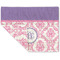 Pink, White & Purple Damask Double-Sided Linen Placemat - Single w/ Monogram
