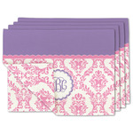 Pink, White & Purple Damask Linen Placemat w/ Monogram