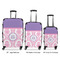 Pink, White & Purple Damask Luggage Bags all sizes - With Handle
