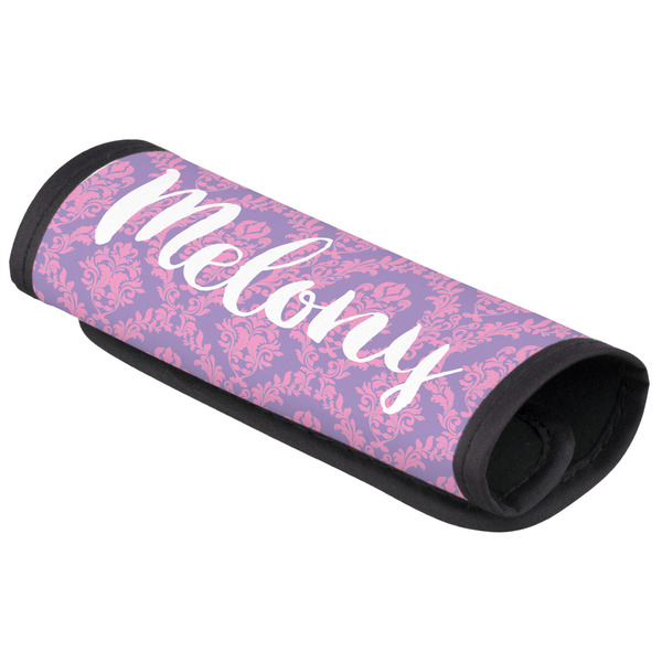 Custom Pink, White & Purple Damask Luggage Handle Cover (Personalized)