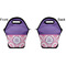 Pink, White & Purple Damask Lunch Bag - Front and Back