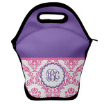 Pink, White & Purple Damask Lunch Bag w/ Monogram