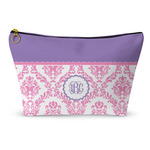 Pink, White & Purple Damask Makeup Bag (Personalized)