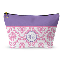 Pink, White & Purple Damask Makeup Bag (Personalized)