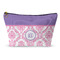 Pink, White & Purple Damask Structured Accessory Purse (Front)