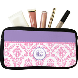 Pink, White & Purple Damask Makeup / Cosmetic Bag (Personalized)