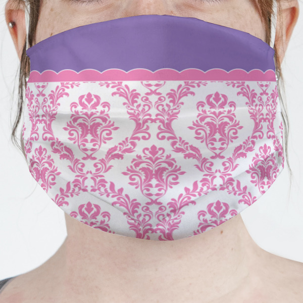 Custom Pink, White & Purple Damask Face Mask Cover