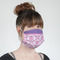 Pink, White & Purple Damask Mask - Quarter View on Girl