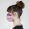 Pink, White & Purple Damask Mask - Side View on Girl