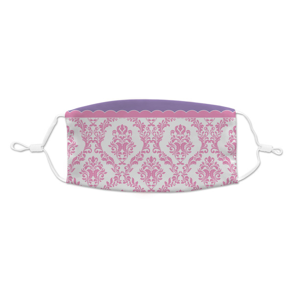 Custom Pink, White & Purple Damask Kid's Cloth Face Mask
