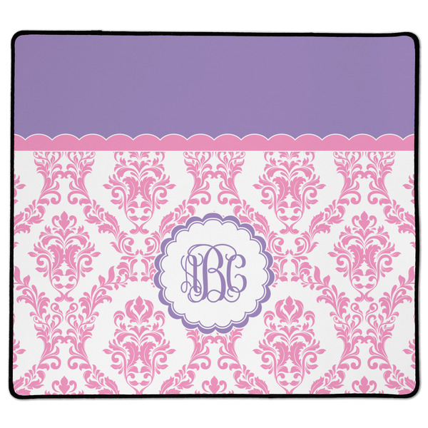 Custom Pink, White & Purple Damask XL Gaming Mouse Pad - 18" x 16" (Personalized)