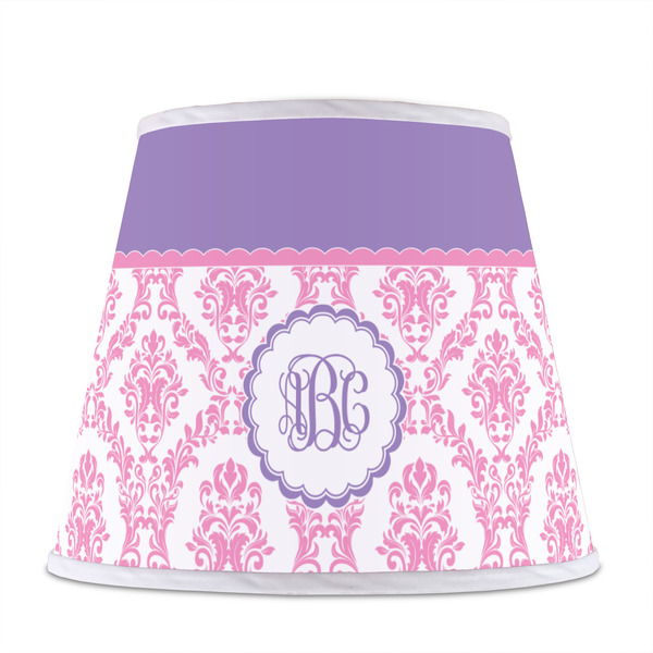 Pink, White & Purple Damask Poly Film Empire Lampshade - Front View