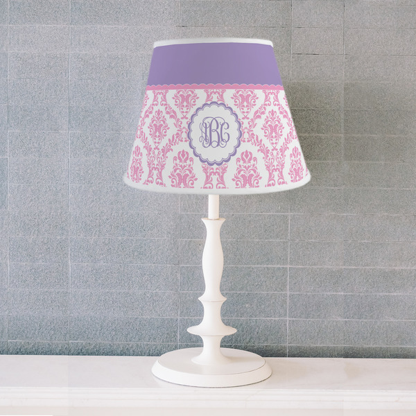 Pink, White & Purple Damask Poly Film Empire Lampshade - Lifestyle