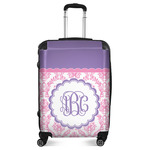 Pink, White & Purple Damask Suitcase - 24" Medium - Checked (Personalized)