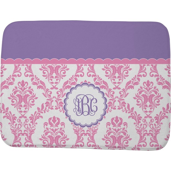 Pink, White & Purple Damask Memory Foam Bath Mat 48 X 36