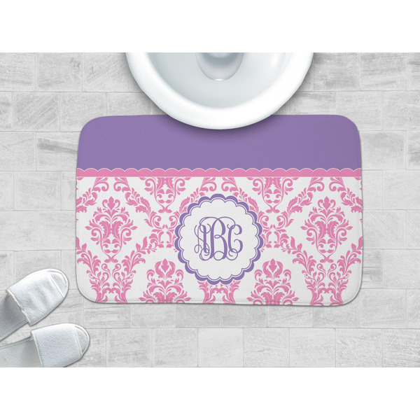 Pink, White & Purple Damask Memory Foam Bath Mat - LIFESTYLE 34x21