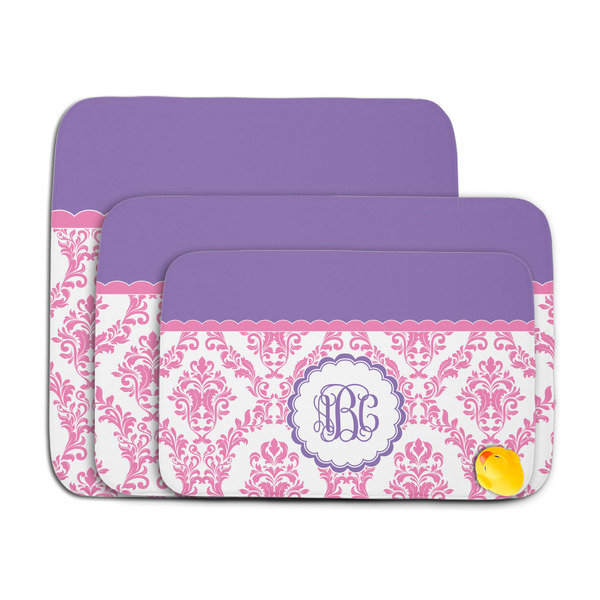 Pink, White & Purple Damask Memory Foam Bath Mat - MAIN PARENT