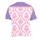Pink, White & Purple Damask Men's Crew Neck T Shirt Medium - Back