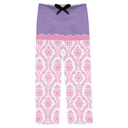 Pink, White & Purple Damask Mens Pajama Pants - S