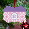Pink, White & Purple Damask Metal Benilux Ornament - Lifestyle