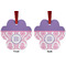 Pink, White & Purple Damask Metal Paw Ornament - Front and Back
