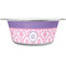 Pink, White & Purple Damask Stainless Steel Dog Bowl - Large (Personalized)