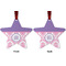 Pink, White & Purple Damask Metal Star Ornament - Front and Back