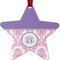 Pink, White & Purple Damask Metal Star Ornament - Front