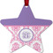 Pink, White & Purple Damask Metal Star Ornament - Double Sided w/ Monogram