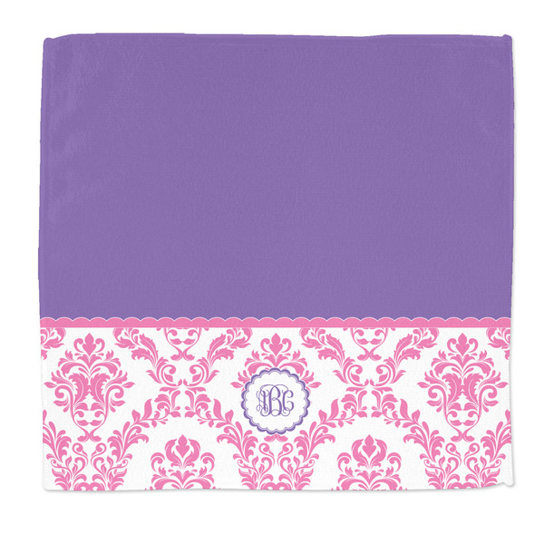 Custom Pink, White & Purple Damask Microfiber Dish Rag (Personalized)