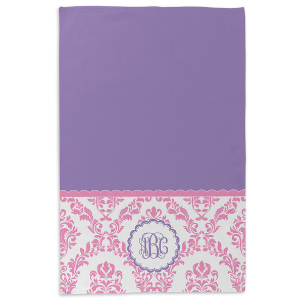 Pink, White & Purple Damask Microfiber Dish Towel - APPROVAL