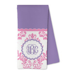 Pink, White & Purple Damask Kitchen Towel - Microfiber (Personalized)