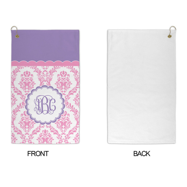 Pink, White & Purple Damask Microfiber Golf Towels - APPROVAL