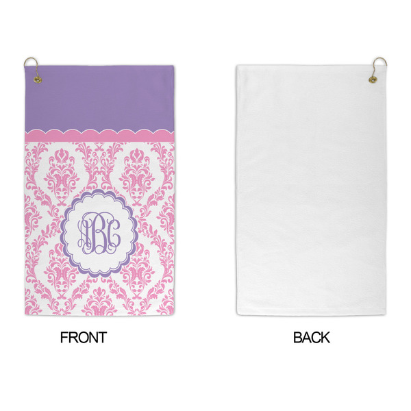 Pink, White & Purple Damask Microfiber Golf Towels - APPROVAL