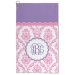 Pink, White & Purple Damask Microfiber Golf Towel (Personalized)