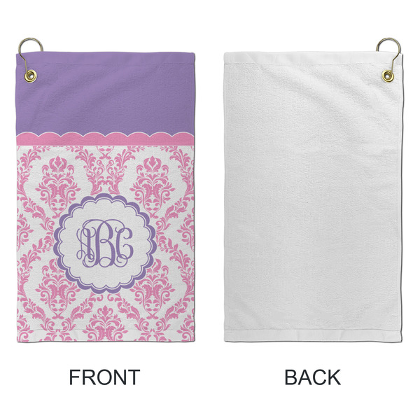 Pink, White & Purple Damask Microfiber Golf Towels - Small - APPROVAL