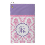 Pink, White & Purple Damask Microfiber Golf Towel - Small (Personalized)