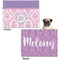 Pink, White & Purple Damask Microfleece Dog Blanket - Regular - Front & Back