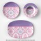 Pink, White & Purple Damask Microwave & Dishwasher Safe CP Plastic Dishware - Group