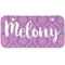 Pink, White & Purple Damask Mini/Bicycle License Plate (2 Holes) (Personalized)