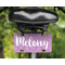 Pink, White & Purple Damask Mini License Plate on Bicycle