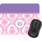 Pink, White & Purple Damask Rectangular Mouse Pad