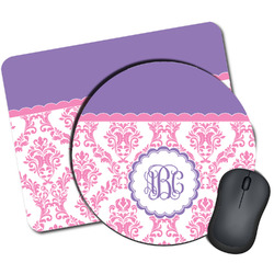 Pink, White & Purple Damask Mouse Pad (Personalized)